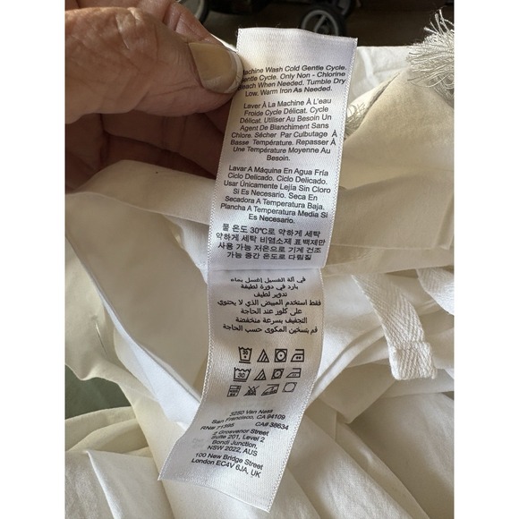 POTTERY BARN Gray tassels White  Linen Duvet Cover full size - Picture 4 of 4